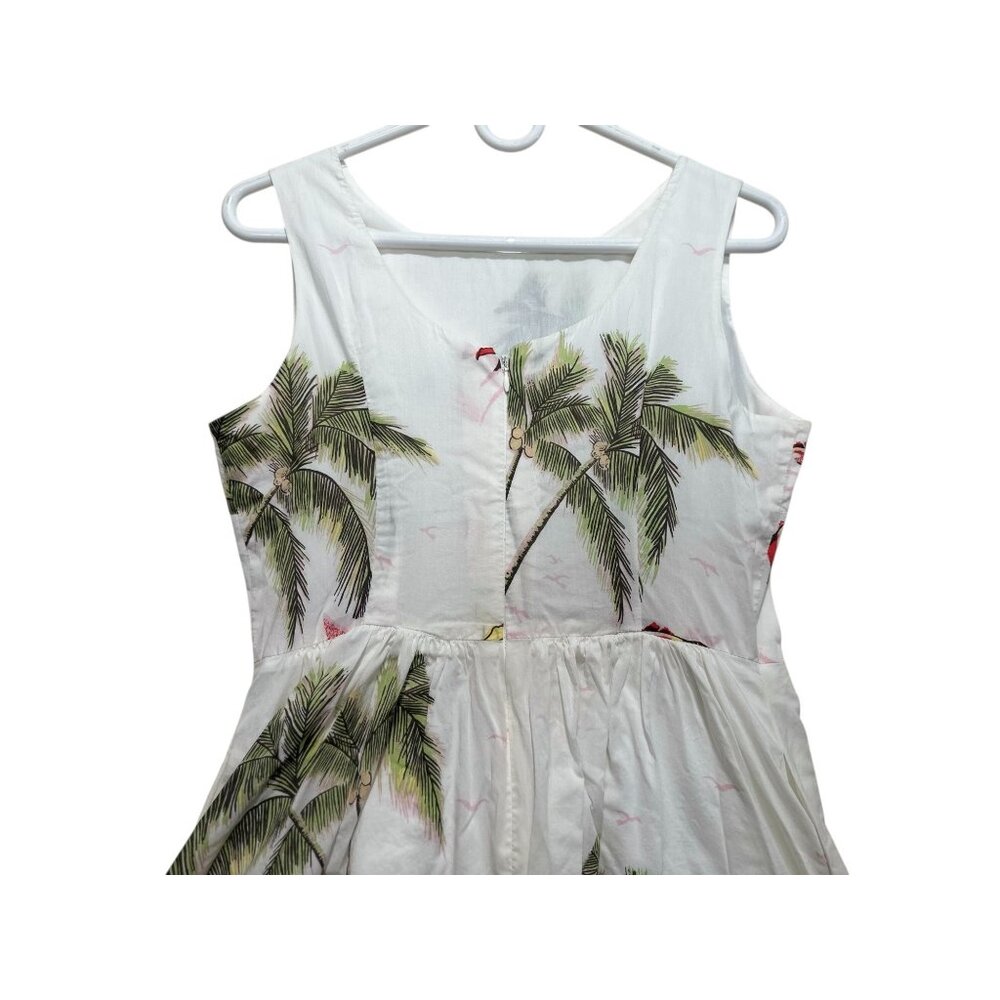 JCrew Barbados Map Palm Tree Fish Novelty Midi Dress Womens 10 Tropical Vacation - Picture 11 of 16